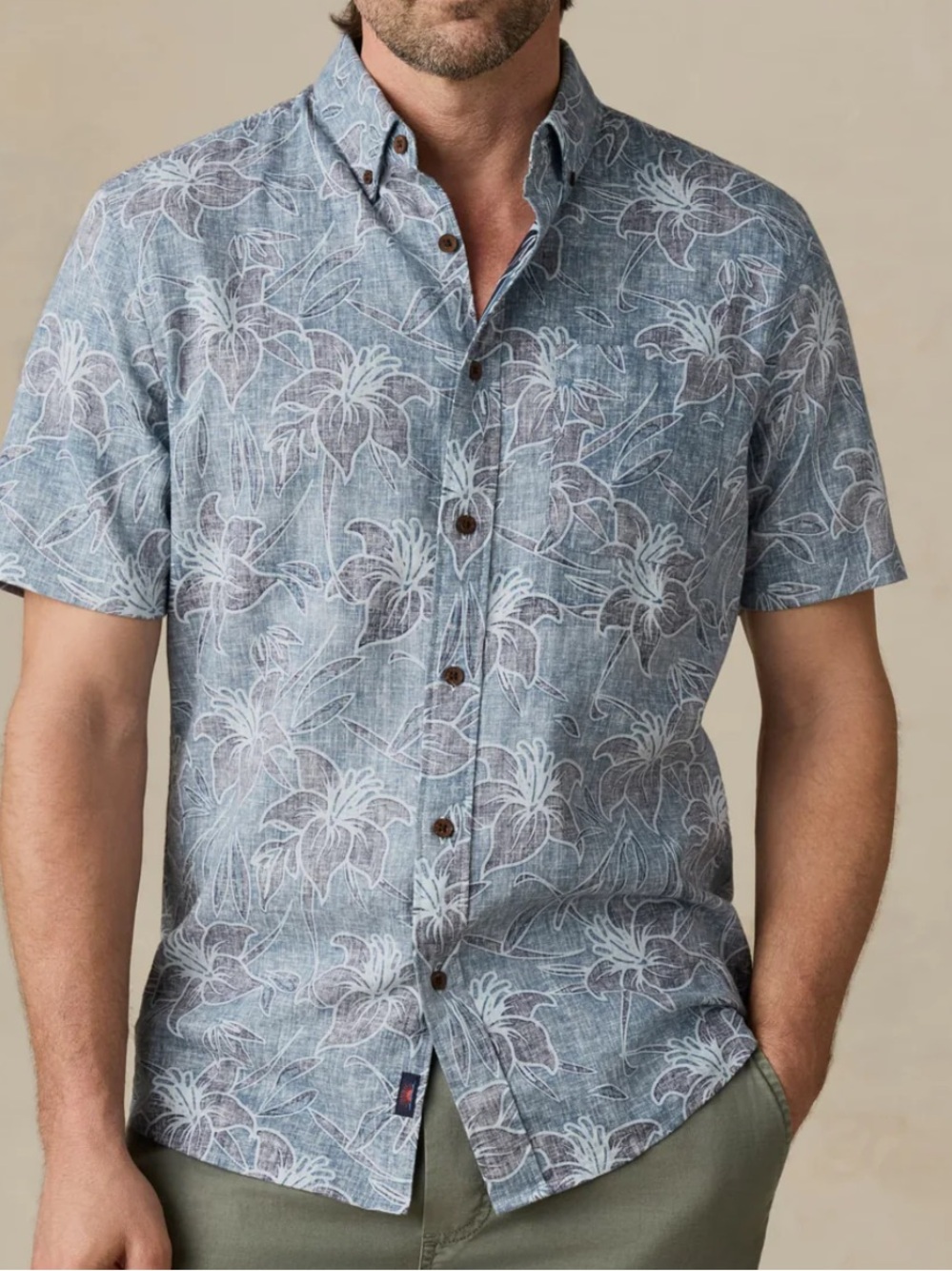 Faherty Mens Breeze Shirt Stormy Seas Lotus LARGE NWT